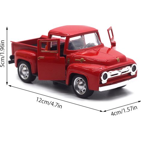 Camion rouge de Noël vintage en métal, une décoration de table originale et résistante pour les fêtes. (1/5)