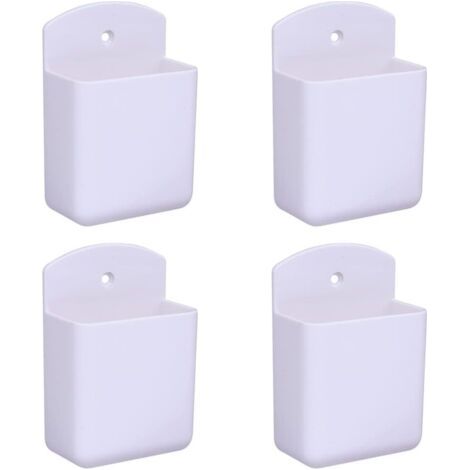 BUNTHAUS Set mit 4 weißen Fernbedienungshaltern, Wandmontage, Multimedia-Aufbewahrungsbox für Zuhause, Büro, Schlafzimmer, Wohnzimmer, selbstklebende Atorage-Box (1/3)