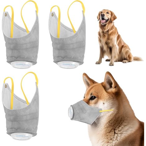 3 x Adjustable Gas Masks for Dogs, Creative New Dog Muzzles, Breathable Reusable Anti-Smog Filtering Effectively Air Pollution (Small) (1/5)