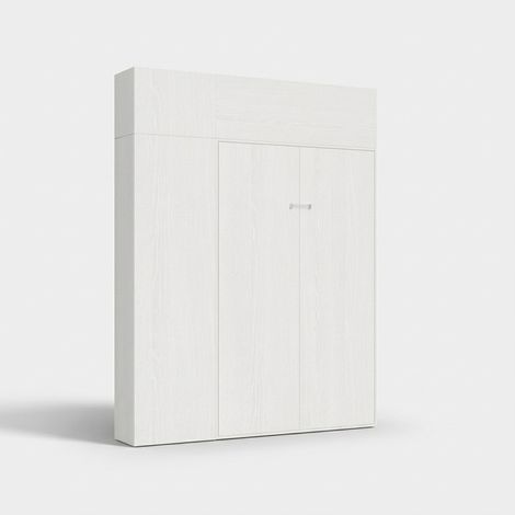 Itamoby - Bett 140 Kentaro Esche weiß mit Säule – Oberlichtschrank – Oberschrank über Säule Klappbett (1/5)