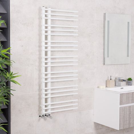 WarmeHaus 1250 x 500mm Round Designer Heated Towel Rail White (1/5)