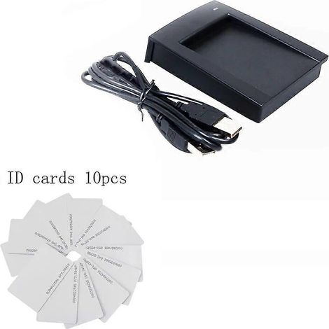 Lecteur RFID 125 kHz, capteur de proximité USB, lecteur de cartes à puce EM4100 TK4100 pour logiciel de contrôle d'accès, lecteur RFID USB R10D et 10 cartes (1/5)