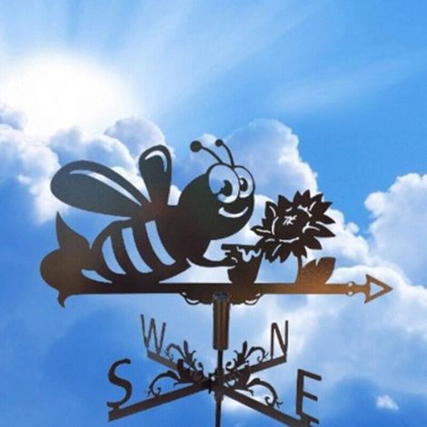 Wetterfahne mit Bienenmotiv, Wetterfahne mit Retro-Bauernhofmotiv, Wetterfahne mit Messwerkzeugen, Dekoration für Terrasse und Garten