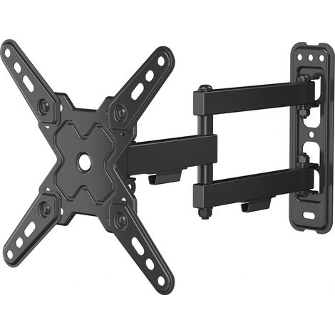 Wiltec Soporte de pared para TV de 13"- 43" inclinable +5°– -15°soporta hasta 20 kg ángulo de giro +90°--90° soporte para televisor de fácil instalación y para ahorro de espacio
