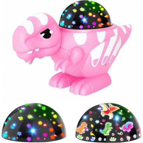 Projecteur de Veilleuse Dinosaure - Rotatif à 360° avec 2 Films - Rose - pour Enfants de 1 à 10 Ans - Cadeau pour Filles - 1 Lot (1/5)