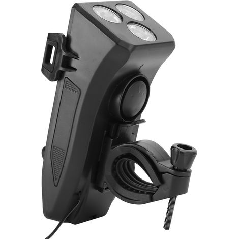 Multifunktionales, per USB aufladbares Fahrradlicht mit Scheinwerfer, Hupe, Ladestation und Halterung (4-in-1) (1/5)