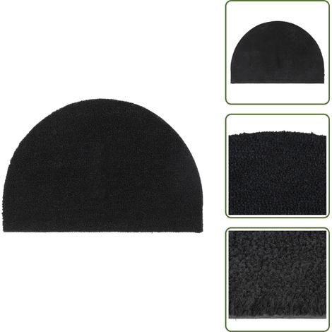 The Living Store Tapis de porte noir demi-rond 40x60 cm fibre de coco touffeté - Tapis D'entrée - Paillasson - Fibre De Coco - Antidérapant - Résistant