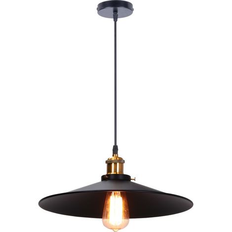 Suspension Luminaire Rétro Lustre En Fer En Métal Plafonnier D'Intérieur Vintage Pour Salle À Manger, Chambre À Coucher, Noir 36CM (1/5)