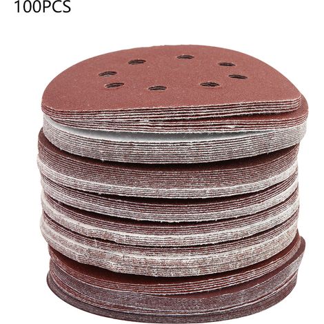 Ortviai Disques abrasifs ronds 5 pouces (127 mm) à 8 trous, 100 pièces, grain 60–240, revêtement flocké anti-bouchage (1/5)