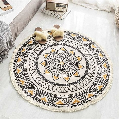 Tappeto rotondo Mandala - Cotone - Stile Bohemien - Diametro: 90 cm (1/4)