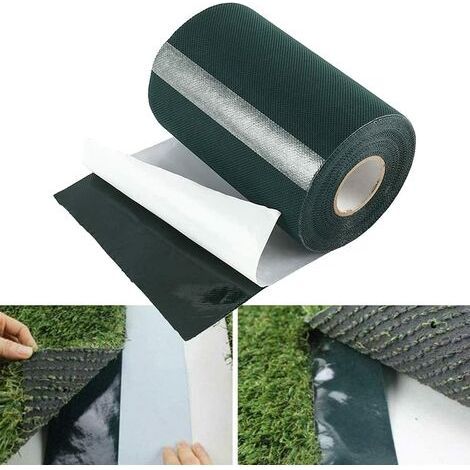 10 m x 15 cm Ruban Adhésif pour Gazon Ruban de Tapis Auto-Adhésif Bande Artificielle de Couture d'herbe, Tapis de Pelouse Bande Adhésive Fixation Verte Ruban de Jointoiement pour Pelouse (1/5)