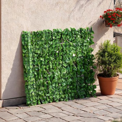 Rouleau de haie artificielle en PE vert 3 x 1 m occultant (1/5)