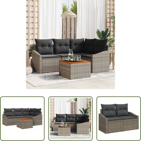 vidaXL Canapé en poly rattan - Ensemble de canapé de jardin avec stockage 5 pcs Gris polyrotin (1/5)