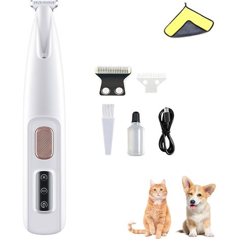 Tondeuse pour chien, tondeuse pour pattes, tondeuse de précision micro pour animaux de compagnie, tondeuse à poils pour chiens et chats, tondeuse rechargeable pour le toilettage avec lumière LED (1 pi (1/5)