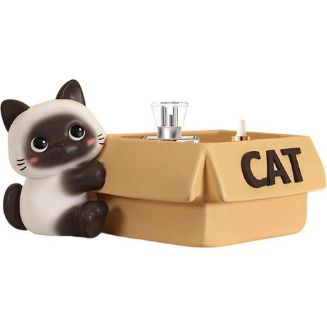 Bol à bonbons chat en résine avec plateau de rangement pour clés, bijoux, entrée, salon, chambre. (1/5)