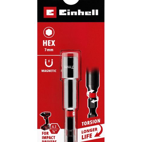Einhell Accessories Chiave A Bussola Esagonale Magnetica 7 Mm Attacco 1/4" E 6.3 Cromo Vanadio (1/2)