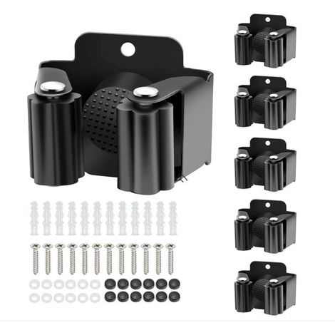 6-teiliges Wandbesenhalter-Set, bestehend aus Wandbesenhaken und Wandbesenhalterungen. (1/4)