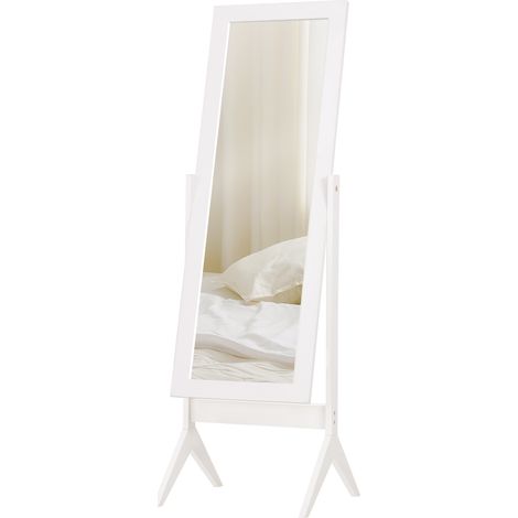HOMCOM Neigbarer Ganzkörperspiegel 148x47x46cm Weiß für Schlafzimmer und Ankleidezimmer
