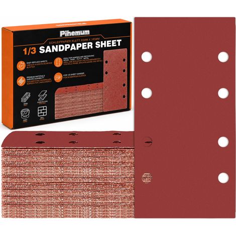80 Pièces Feuilles Abrasives 93 x 185 mm Grain 1000 8 Trous (1/5)