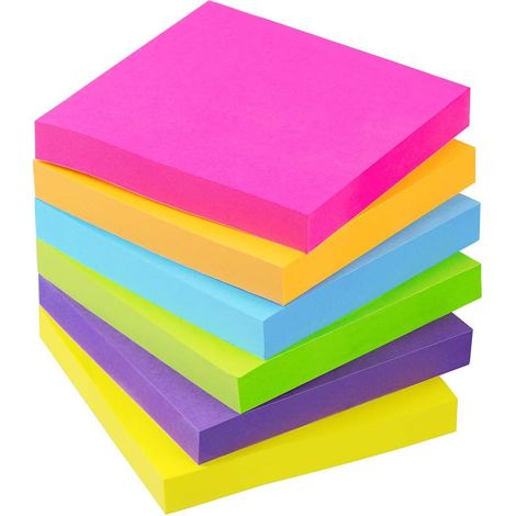 Sticky Notes 3x3 Self-Stick Notes 6 Bright Multi Colors Sticky Notes 6 Pads 100 Sheet/Pad,random Colors