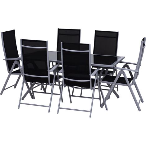 Ensemble mobilier jardin aluminium pour 6 personnes salon repas extérieur complet