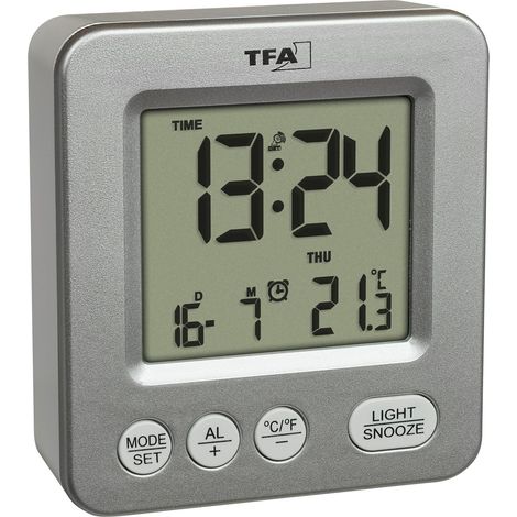 Réveil radio numérique TFA NOX 60.2567.54, argenté. (1/5)