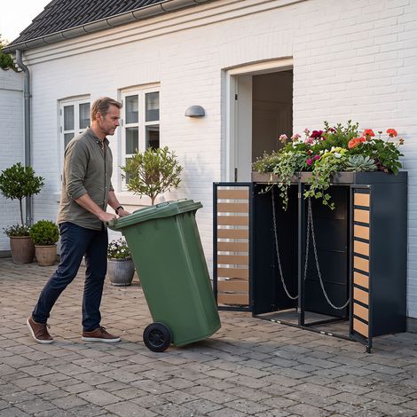 Bin enclosure for 2 bins, bin cover made of galvanized metal (1/5)