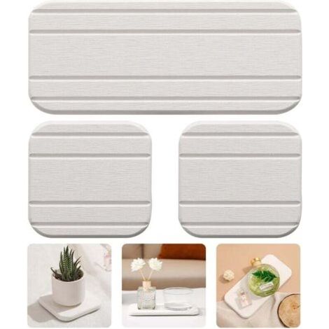 PA Ce kit comprend un plateau absorbant en terre de diatomées pour lavabo, un porte-savon à séchage rapide et un porte-brosse à dents, adaptés aux plans de travail de salle de bain. Il contient un pla (1/4)