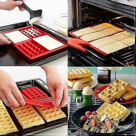 Moule à crêpes et gaufres en silicone alimentaire, plaque de cuisson antiadhésive pour un démoulage facile, moule rectangulaire réutilisable pour le petit-déjeuner (1/5)