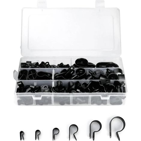 200 colliers de serrage en nylon, attaches de câbles en plastique pour la gestion des câbles (noir) (1/5)