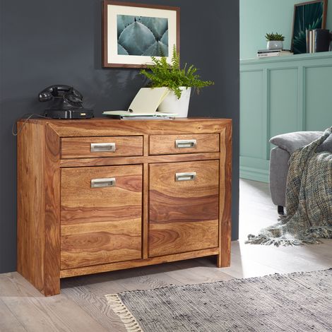 Buffet 2 portes 2 tiroirs 90x40x70 cm en sheesham massif - MADURAI (1/5)