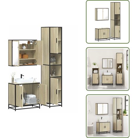 Armario de baño con lavabo - vidaXL Set de muebles de baño 3 pzas madera contrachapada roble Sonoma - Muebles de baño de madera