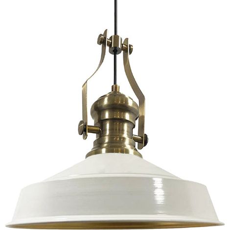 Handbemalte Industrielle Hängeleuchte aus Weiß Metall – Vintage-Kronleuchter E27 Ø41 cm für Wohnzimmer, Schlafzimmer Oder Esszimmer (1/5)