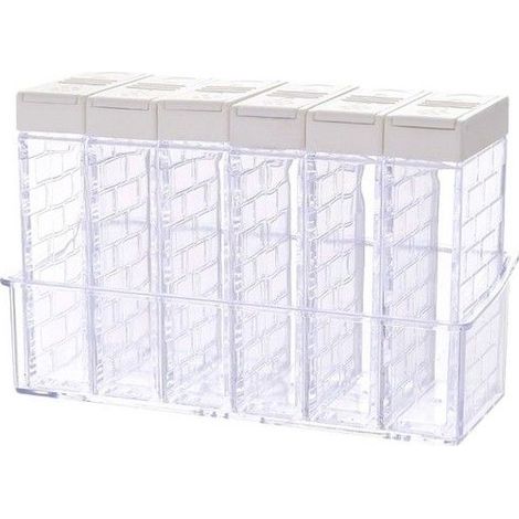 Ensemble de pots à épices - 6 pièces - Avec plateau - Matériau acrylique - Sans BPA - Compact et portable (1/5)