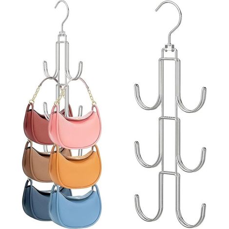 1 Pièces Porte Foulard, Porte Cravate, Rangement Ceinture, Porte Sac Suspendu Multifonctionnel Ceinture Cravate élingue Rotatif Crochet Organisateur pour Cravates, écharpes, Châles, Sacs (1/5)