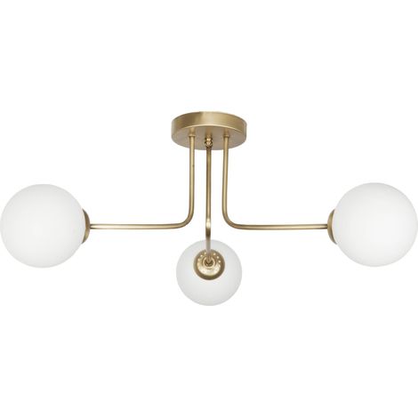 Lámpara de techo con pantalla dorada, bolas de cristal, oro como 14-812