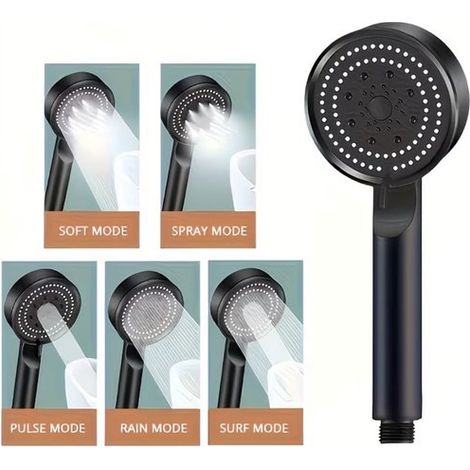 Cabezal de ducha sin marca – Ahorro de agua – Alta presión – Antical – Acero inoxidable – Universal – Plateado – Incluye kit de instalación (1/5)