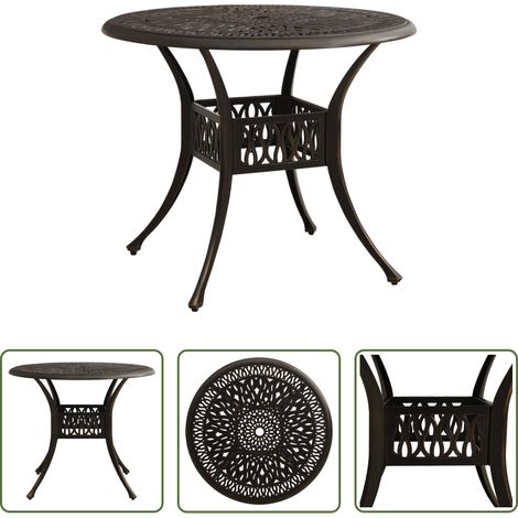 Thé - Table de jardin Bronze 90x90x74 cm Aluminium coulé (1/5)