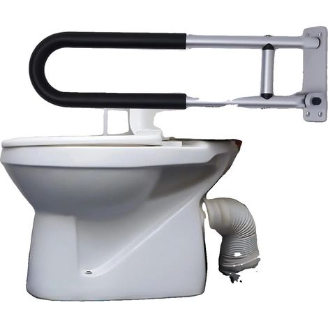 Maniglione di sostegno per bagno, con impugnatura antiscivolo, montaggio a parete, colore nero. (1/2)
