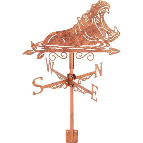 Girouette 1 Pièce en Fer Hippopotame 35.6x26.3cm Girouette de Jardin Exterieur Animale Cuivre Métal Toit Jardin Clôture Décorative Indicateur de Direction du Vent Noir (1/5)