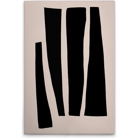 Leinwandbild Minimalistisch Schwarz Beige M1-No.51527 - Kunstdruck auf Leinwand in Creme Schwarz - Wandbild 80 x 120 cm