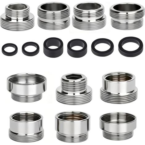 Lot de 10 adaptateurs de robinet avec joints – Adaptateur double filetage extérieur universel pour robinet d'évier de cuisine, tuyau d'arrosage et buse de robinet (1/5)
