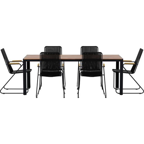 Bois Gartenset Tisch 90x200 cm Natur 6 Stühle schwarz. (1/4)