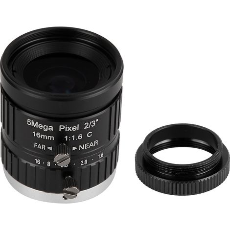 Objectif CCTV HD manuel 5MP 16mm focale 2/3 C monture pour caméra de sécurité surveillance (1/5)