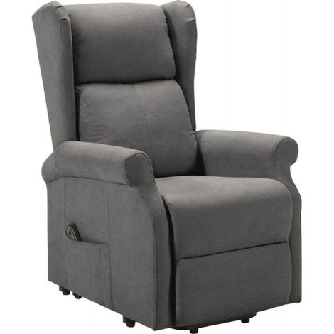 Fauteuil de relaxation et releveur électrique 1 moteur tissu Agora-Gris foncé (1/5)
