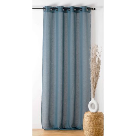 Voilage à Galon Fronceur  - Effet Bouclé Bleu 290x240 cm (1/2)