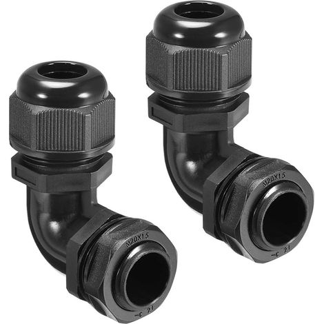 Presse-étoupe M20 90° Joint hydrofuge 9mm-14mm Dia fil câble 2Pcs (1/4)