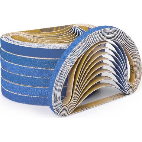 Bandes Abrasives 13 x 457mm, 40 Pièces Bandes Abrasives Grain 40/60/80/120/240/400 pour Ponceuse à Bande pour Métal Bois (1/5)