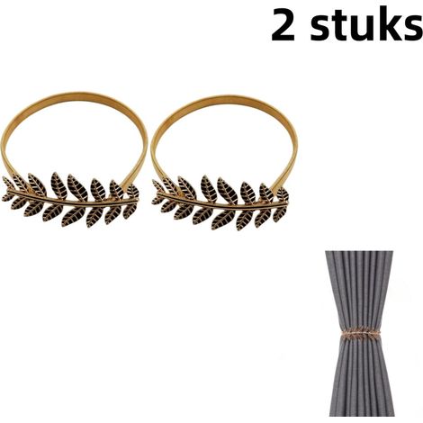nœuds de rideaux métalliques réglables avec ressort - feuille d'or - adaptés aux fenêtres de la maison - fixation solide - accessoires de décoration de rideaux, boucles élastiques pour rideaux - or (1/5)