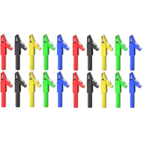 Pinces Crocodile Isolées 4mm 20 Pièces 300V 15A Cinq Couleurs pour Tests Électriques Multimètre (1/3)